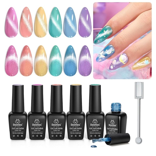 beetles 6 Colours Cat Eye Nail Set