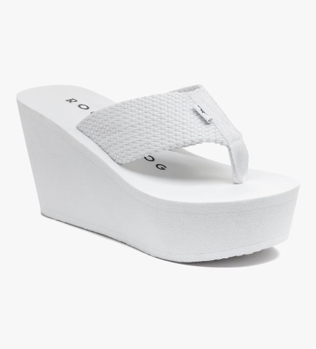 White wedge flip flops