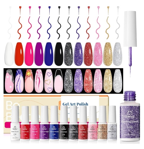 beetles Gel art polish Liner 12 pc
