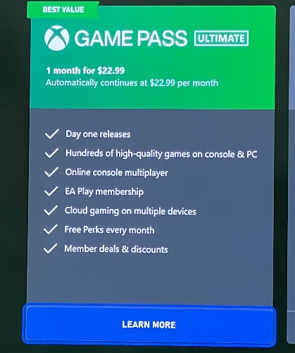 Xbox game pass ultimate 1 month