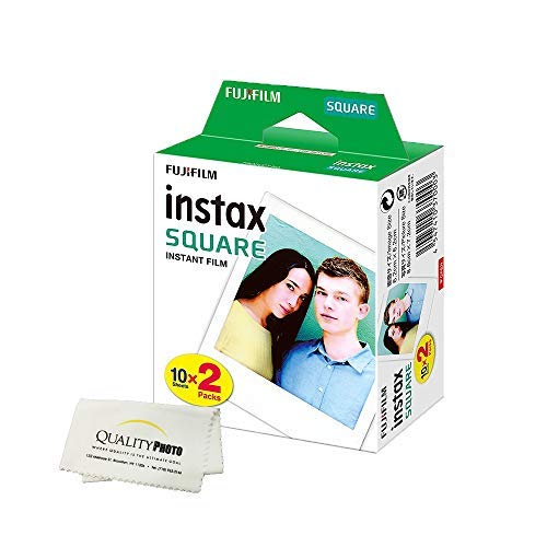 Fujifilm Instax Square Instant Film - 20 Exposures - for use with The Fujifilm instax Square Instant Camera + Quality Photo Microfiber Cloth - 20 Films