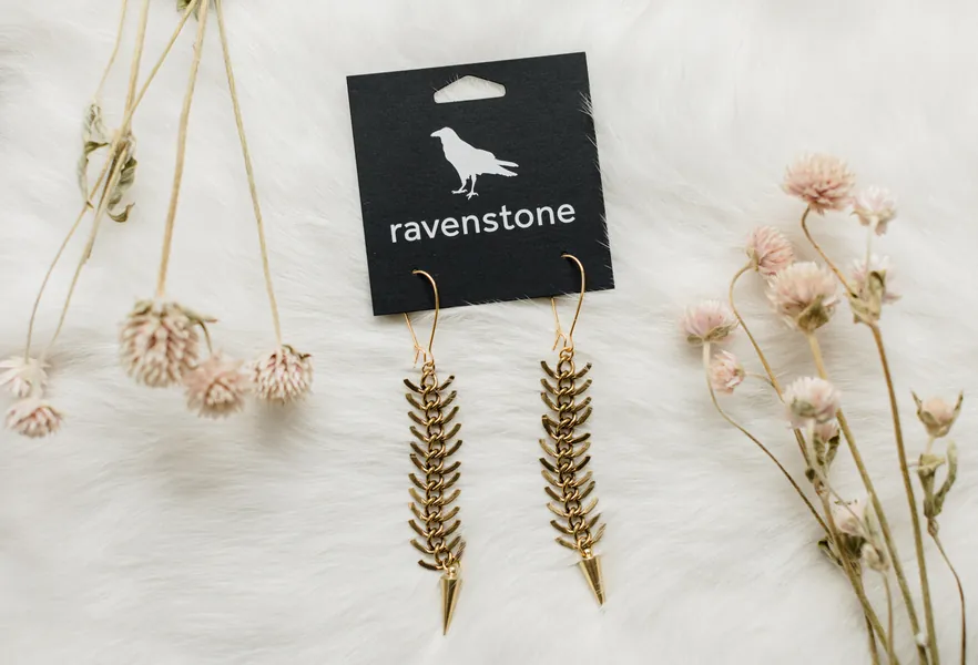 The Brass Spine and Spike Earrings | Ravenstone | Nickel-Free Jewelry