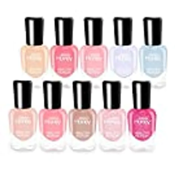 Abitzon New Nail Polish Set (10 Bottles) - Non-Toxic Eco-Friendly Easy Peel Off & Quick Dry Water Based Nail Polish