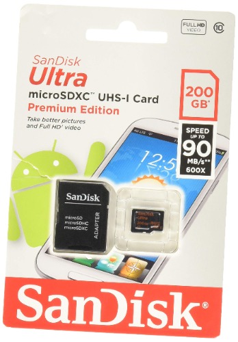 SanDisk Ultra 200GB Micro SD (SDSDQUAN-200G-G4A) - 200GB Standard Packaging