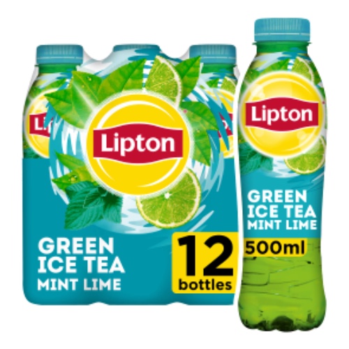 Lipton Ice Tea, Green Tea Mint Lime 500ml (Pack of 12)