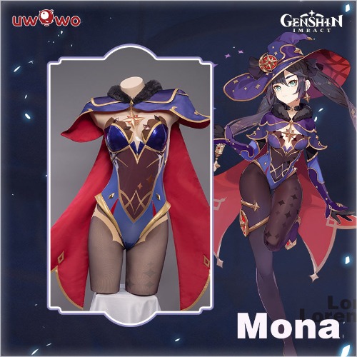 【In Stock】Uwowo Game Genshin Impact Plus Size Cosplay Mona Megistus Astral Reflection Costume Cute Enigmatic Astrologer Bodysuit - Set A(Costume) XXL
