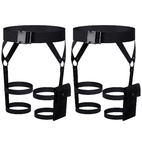 2 Pieces Women's Multi Strap Garter Black Pocket Utility Belt Costume Accessory Adjustable Leg Straps for Halloween Cosplay Party - 