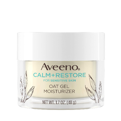 Aveeno Calm + Restore Oat Gel Facial Moisturizer for Sensitive Skin, Lightweight Gel Cream Face Moisturizer with Prebiotic Oat and Feverfew, Hypoallergenic, Fragrance- and Paraben-Free, 1.7 oz - Facial Moisturizer