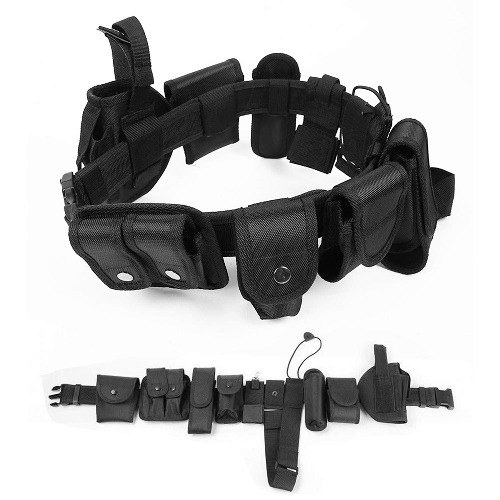 Sue&Joe Security Guard Belt 10 in 1 Police Tactical Belt Tactical Modular Equipment System Utility Belt Adjustable with Quick-Release Buckle for Law Enforcement Guard Security - 