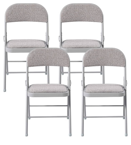 Charles Jacobs Cushioned Fabric Folding Chairs with a Grey Metal Frame - Set of 4