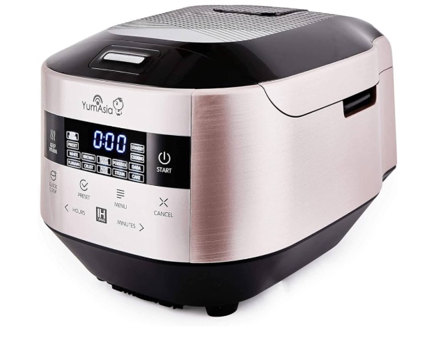Yum Asia Bamboo Rice Cooker with Induction Heating (IH) and Ceramic Bowl, 7 Rice Cooking Functions, 4 Multicooker Functions, Motouch LED Display (1.5L) 220-240V UK/EU Power (Champagne Rose and Black)