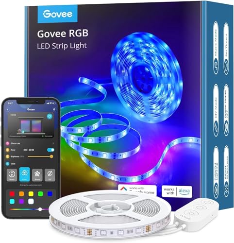 Govee Alexa LED Strip Lights 5m, Smart WiFi App Control, Works with Alexa and Google Assistant, Music Sync Mode, for Home TV Party - 5M
