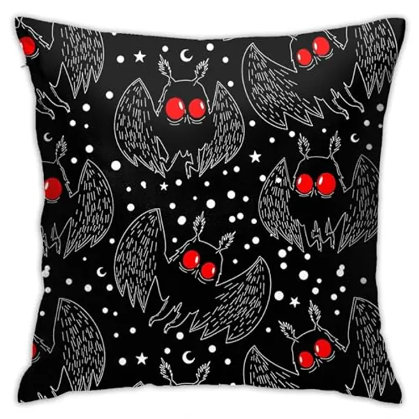 Qwtykeertyi Mothman Night Throw Pillow Covers Square Decorative Pillowcase Cushion Case for Bedroom Living Room Couch Sofa Bed 18x18 Inch