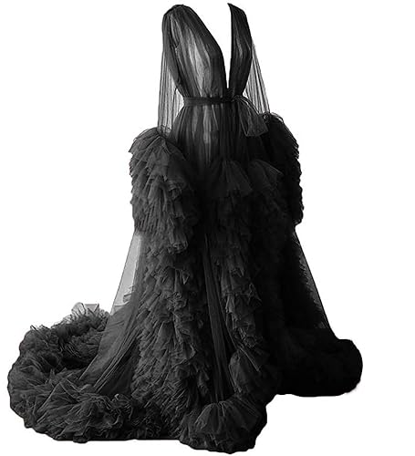 Changuan Tulle Robe Dress for Photoshoot Long Sheer Gown