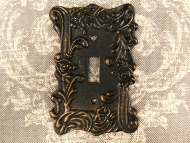 Metal Single One Toggle Light Switch Cover. Ornate scroll decorative wall plate  | eBay