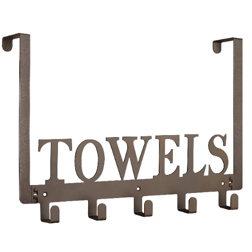 Towel Hooks for Bathroom Over the Door Hooks Wall Mount Towel Rack Towel Holder for Bathroom, Heavy Duty Robe Hooks Towel Hanger for Wall Metal Sandblasted Organizer for Towel Clothes Bag Robe(Coffee) - 5 Hooks Coffee