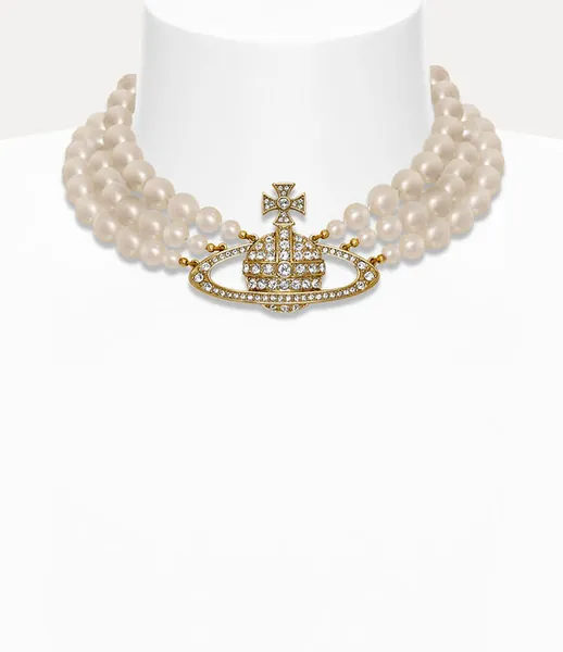 Vivienne Westwood Three Row Pearl Bas Relief Choker