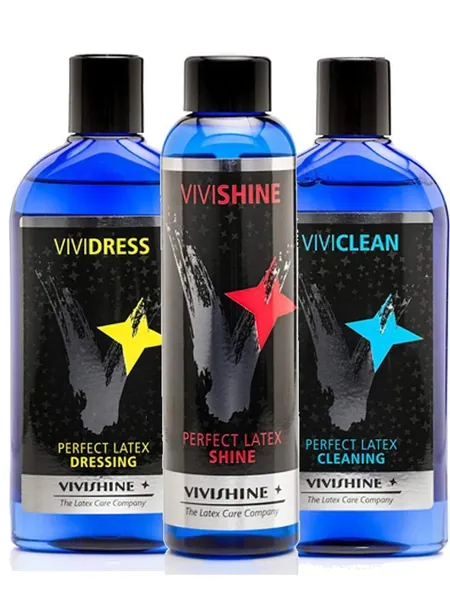 Vivishine 150ml - Vividress 250ml - Viviclean 250ml Combo - for Latex Clothing - 
