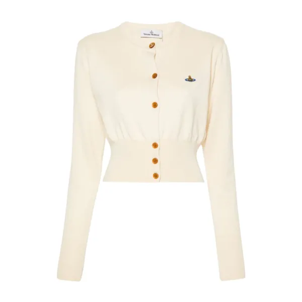 Vivienne Westwood Ivory Orb Logo Cropped Cardigan Sweater