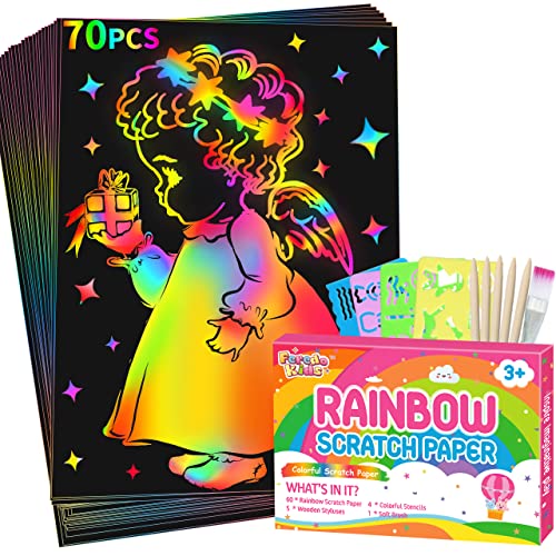 Scratch Paper Gifts for Kids Set: 60Pcs Magic Rainbow