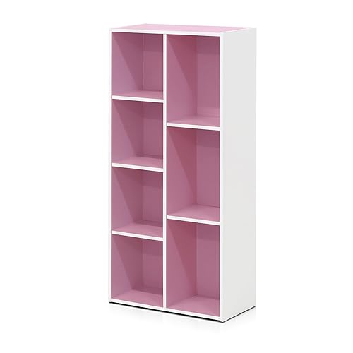 Furinno 7-Cube Reversible Open Shelf, White/Pink 11048WH/PI - White/Pink - 7-Cube