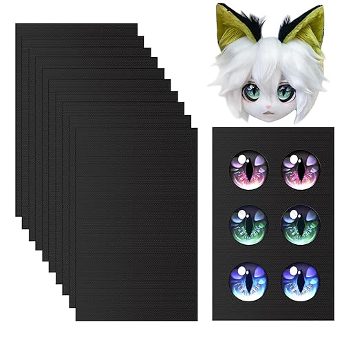Fursuit Eye Plastic Mesh 0.5mm Waterproof Printable PVC Plastic Mesh Canvas Sheets for Furry Costume Roleplay, Fursuits, Sculpting, Props, Handicrafts, Home Decor 10pc (11.81x7.87“, Black) - 0.5 - Black