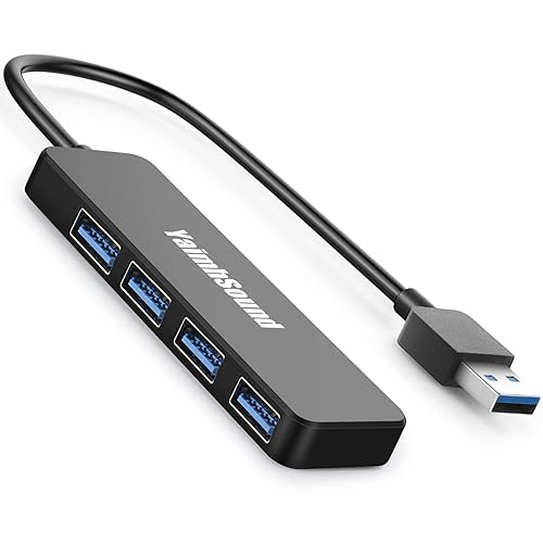 4-Port USB Hub 3.0, T-Sound USB Splitter for Laptop, Ps4 Keyboard and Mouse Adapter for Dell, Asus, HP, MacBook Air, Surface Pro, Acer, Xbox, Flash Drive, Mobile HD, Console, Printer, Camera …