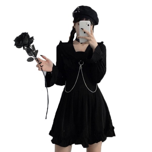 Short Goth Dress with Chain - Color 0 / M