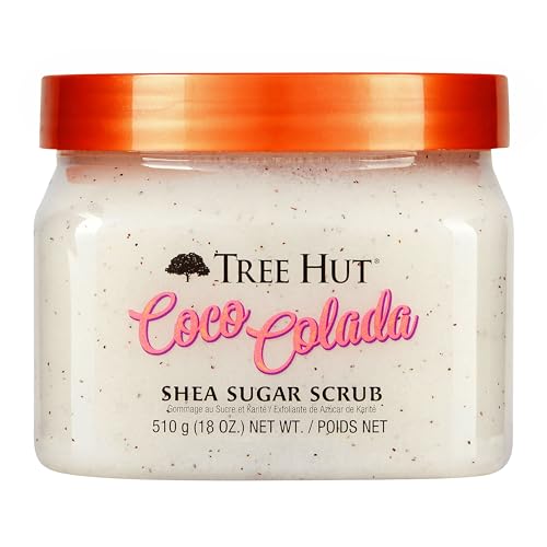 Tree Hut Zucker-Peeling, Kokosnuss, 510 g, enthält Ananas und Sheabutter, hilft den Glanz der Haut wiederherzustellen, nährt die Haut tief und macht trockene Haut weich - Coco Colada - 567 g (1er Pack)