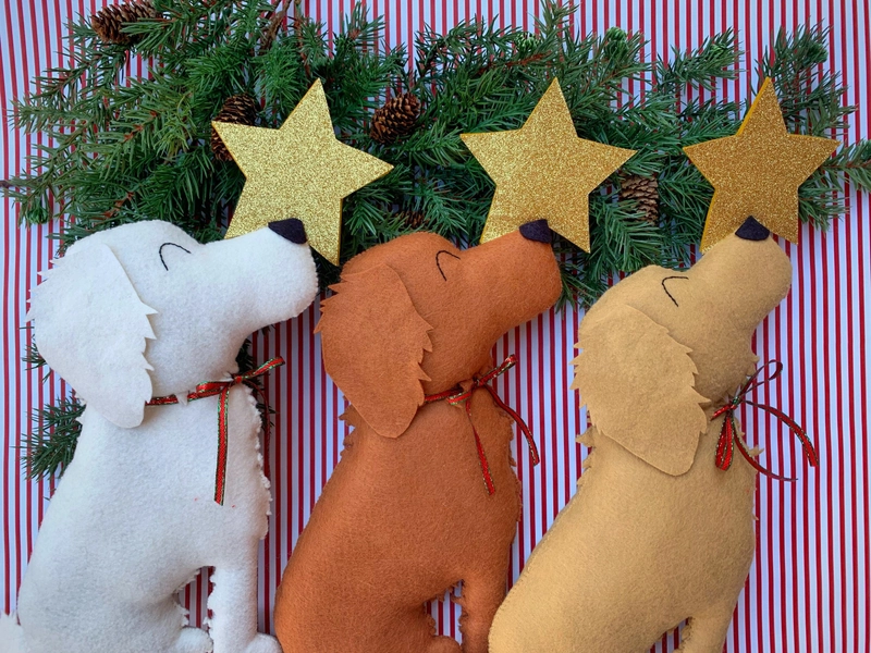 Golden Retriever Dog Christmas Tree Topper // Holiday Pet Decor // Felt Dog Lover Gift // New puppy xmas present // Dog memorial portrait