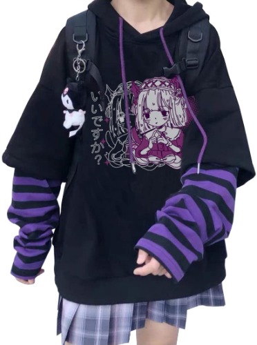 WINKEEY Vrouwen Japanse Harajuku Hoodie E-girl Meisjes Herfst Winter Hoodie Hip Hop Streetwear Punk Leuke Sweatshirts - XL - Meid