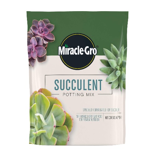 Miracle-Gro Succulent Potting Mix: Fertilized Soil with Premium Nutrition for Indoor Cactus Plants, Aloe Vera and More, 4 qt. - 1 Pack Succulent Potting Mix