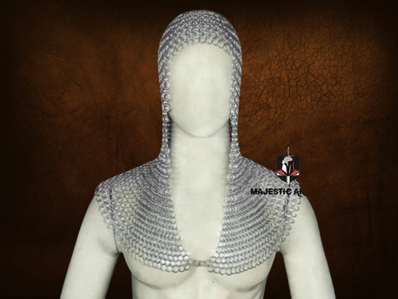 Butted Chain mail Hood / Coif | 10 mm 16 Gauge | Anodized Finished ( Silver ) | Halloween Gifts