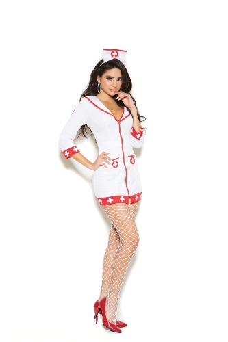 EM99001 Cardiac Arrest Nurse Costume - Elegant Moments - L / White/Red