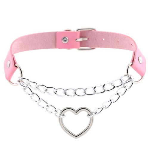Chained Valentine Choker (15 Colors) - Pink