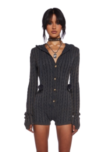 Figure Your Heart Out Knit Romper | GRAY / Small