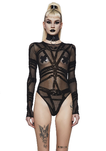 Twisted Fantasies Mesh Bodysuit | BLACK / Small
