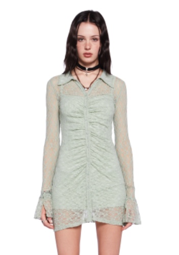 Boho Dreamer Mini Dress | GREEN / Small