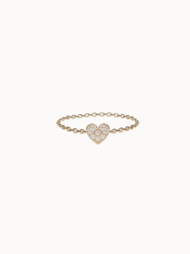 Heart Diamond Chain Ring - Yellow Gold - Q 1/2 (US 8.75)