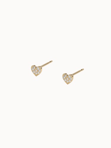 Heart Studs - Yellow Gold - Pair (2 Earrings)