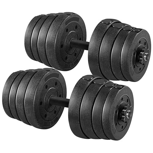 Yaheetech 30KG/25KG/20KG/15KG Adjustable Dumbbells Weight Lifting Training Set Dumbbells Set (sold as a pair) Home Gym Fitness for Men/Women - 30.0 Kilograms