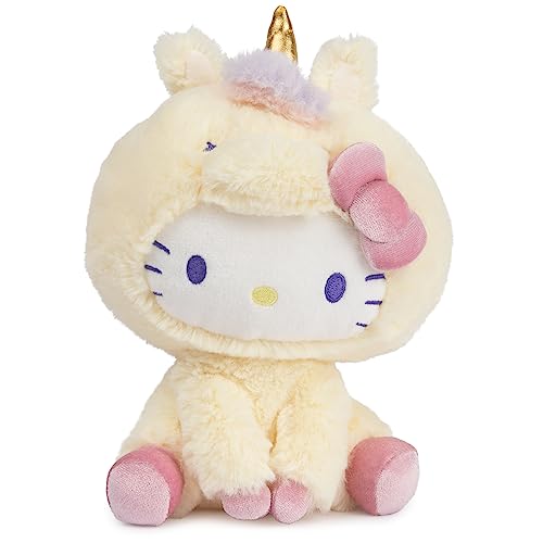 GUND Sanrio Hello Kitty Unicorn Plush Toy, Premium Stuffed Animal for Ages 1 and Up, Yellow, 6” - Sanrio Hello Kitty Unicorn 6"