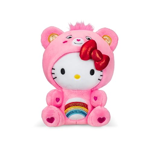 Care Bears Hello Kitty Dressed As Cheer Bear 8" Fun-Size Plush - Soft, Huggable Bestie! – Good for Girls and Boys, Employees, Collectors, Ages 4+ - Hello Kitty Dressed as Cheer Bear