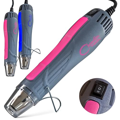 Heat Gun for Crafting, Mini Dual Temp Hot Air Gun Tool for Epoxy Resin, Shrink Wrapping, Vinyl Wrap, Embossing, Electronics, Candle Making, Sublimation, Phone Repair & DIY (Pink) - Pink