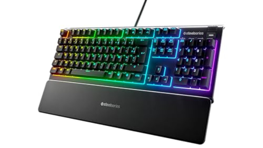 SteelSeries Apex 3 - Clavier de Gaming - Illumination RVB sur 10 Zones - Repose-Mains Magnétique Premium - Agencement Français AZERTY - Français AZERTY