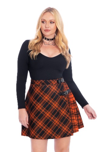 Tartan Punk Orange Skater Kilt (Size 12)