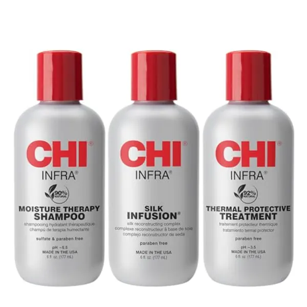 CHI Infra Thermal Care Kit, Moisturizing & Restoring Shampoo, Color Protectant & Serum, Sulfate, Paraben, & Cruelty-Free, 6 Oz (3 Products)