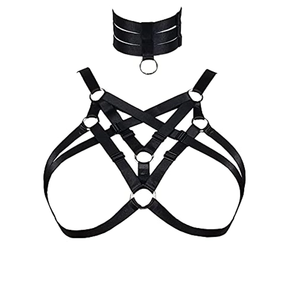 JELINDA Premium Cupless Bra ，Women's Exotic Bras,Lingerie Goth Bra,Women Elastic Cage Bralette, Bralettes for Women Sexy