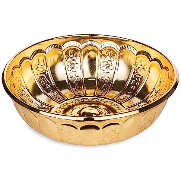 Alisveristime 1.06 Qt Turkish Hammam Bath Bowl, Traditional Metal Construction, Diameter 7.87", Height 2.36" - Multiple Colors Available (Gold)