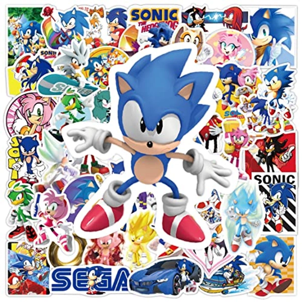SalusAnAn Sonic Stickers 50 PCS Stickers for Kids, Sonic The Hedgehog Stickers, for Laptop, Mug Water Bottles, MacBook, Skateboard, Guitar, Bike, PS Vinyl Stickers Decals (Sonic Stickers)